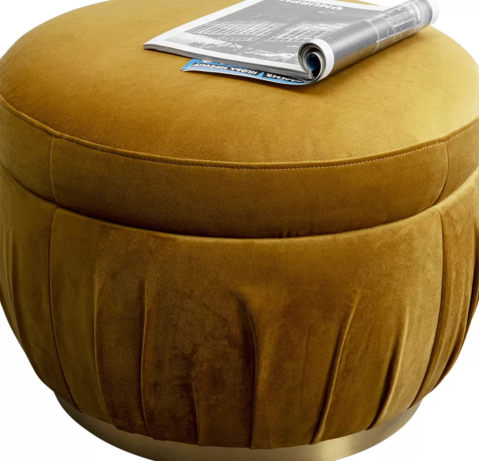 Pufy-KARE Design Pufa Do Salonu Okrągła W Kolorze żółtym Ø56x42 Cm