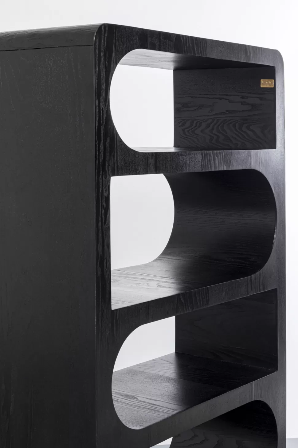 Regały-KARE Design Regał Do Salonu Czarny Fornirowany Podstawa Drewno Mango 90x180 Cm