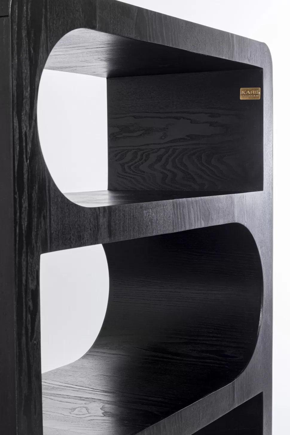 Regały-KARE Design Regał Do Salonu Czarny Fornirowany Podstawa Drewno Mango 90x180 Cm