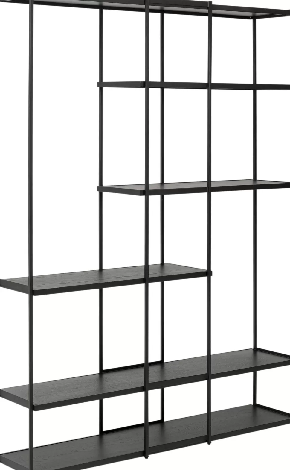 Regały-KARE Design Regał Stojący Czarny Półki Fornir Dębowy Rama Stalowa 150x200 Cm