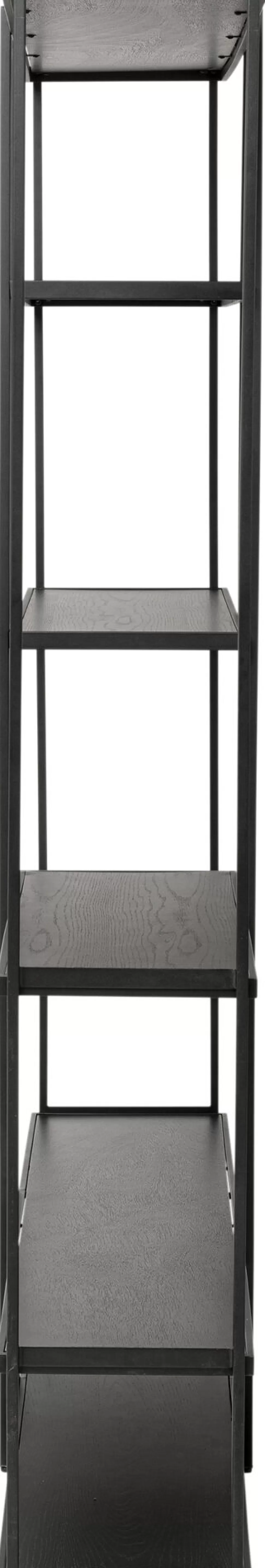Regały-KARE Design Regał Stojący Czarny Półki Fornir Dębowy Rama Stalowa 150x200 Cm