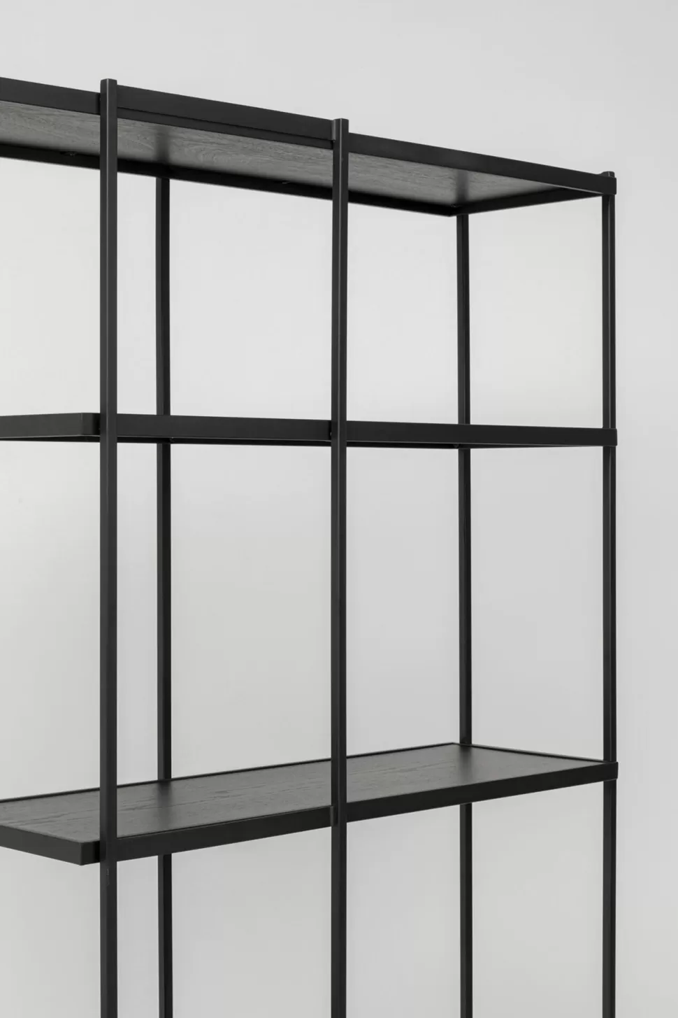 Regały-KARE Design Regał Stojący Czarny Półki Fornir Dębowy Rama Stalowa 150x200 Cm