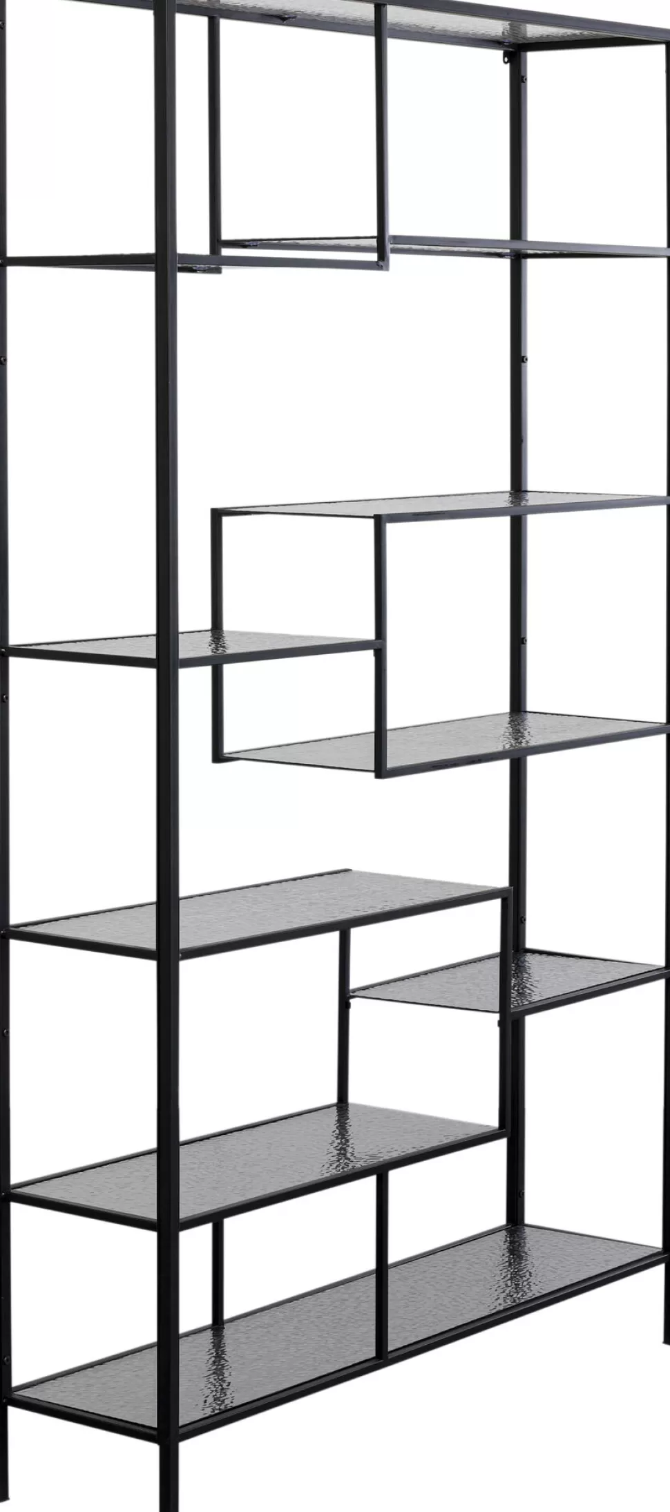 Regały-KARE Design Regał Stojący Loft Czarny Ze Szklanymi Półkami 115x195 Cm