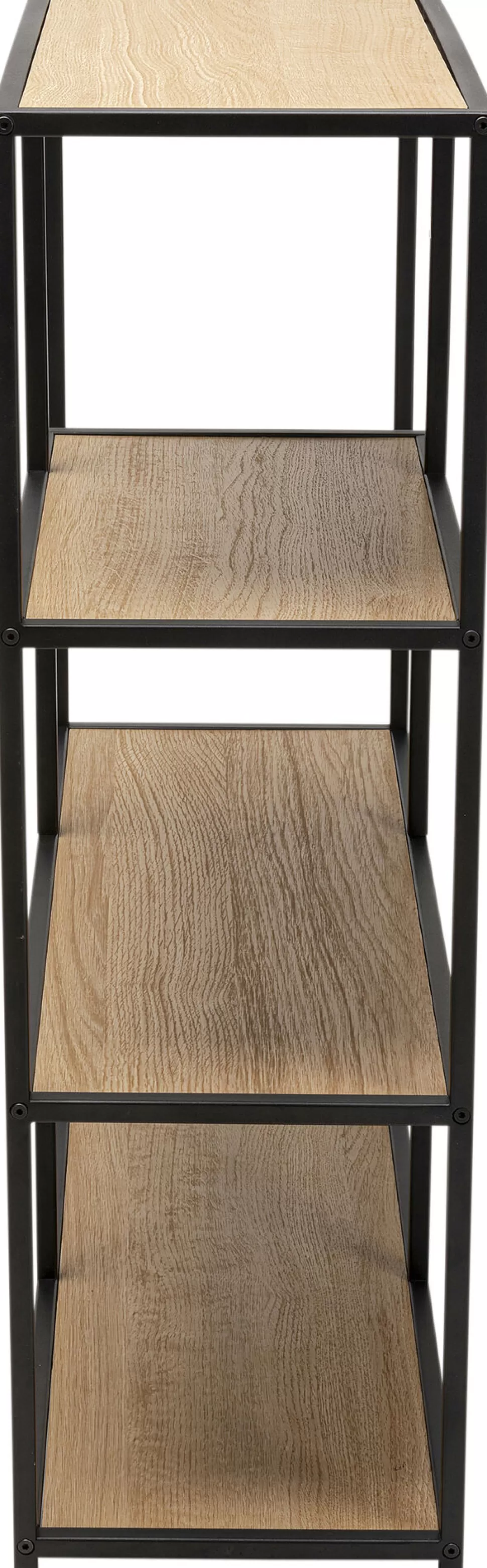 Regały-KARE Design Regał Stojący Półki Naturalne MDF Laminowany Rama Czarna Stalowa 77x100 Cm