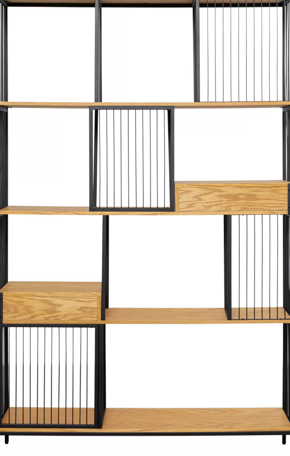 Regały-KARE Design Regał Stojący Z 2 Szufladami Fornir Dębowy I Stal 125x200 Cm