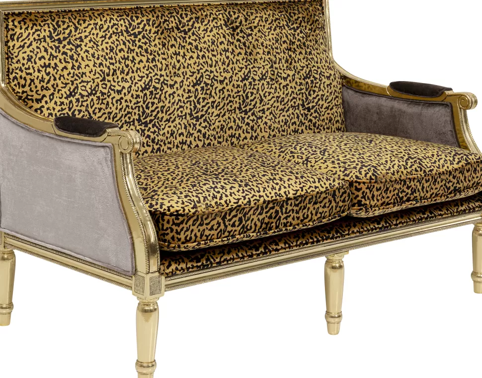 Sofy-KARE Design Sofa 2-os. Glamour Do Salonu Panterka Rama Złota 135 Cm