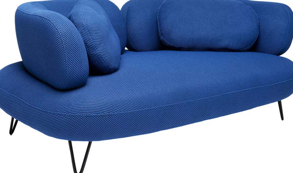 Sofy-KARE Design Sofa 2-osobowa Nowoczesna Tapicerka Niebieska Nogi Czarne 182 Cm
