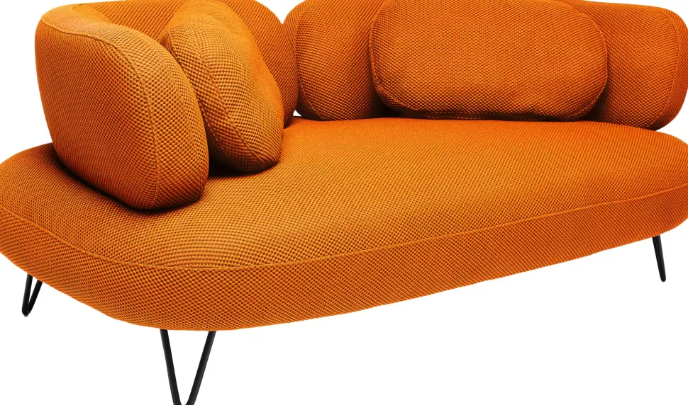 Sofy-KARE Design Sofa 2-osobowa Nowoczesna Tapicerka Pomarańczowa Nogi Czarne 182 Cm