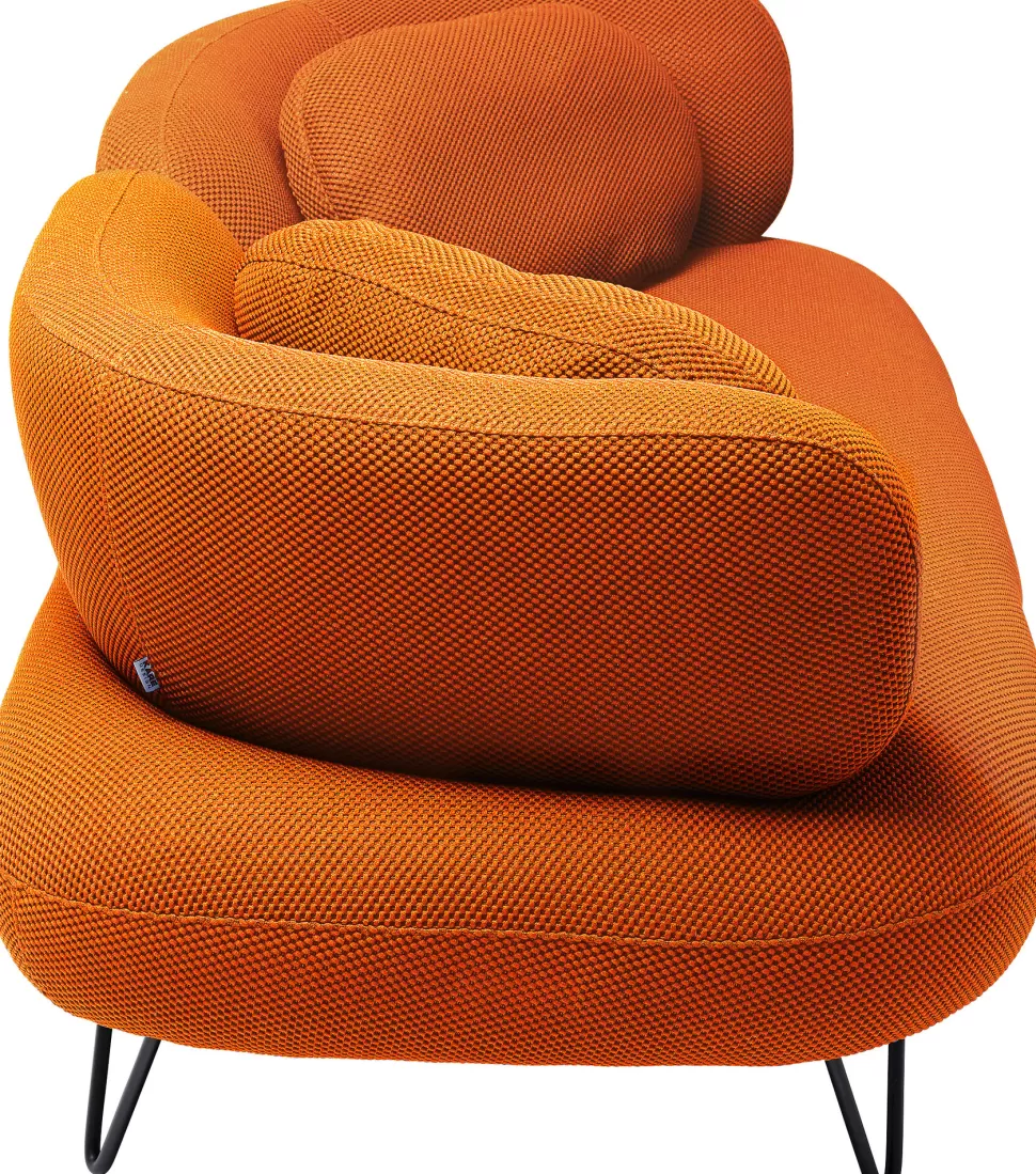 Sofy-KARE Design Sofa 2-osobowa Nowoczesna Tapicerka Pomarańczowa Nogi Czarne 182 Cm