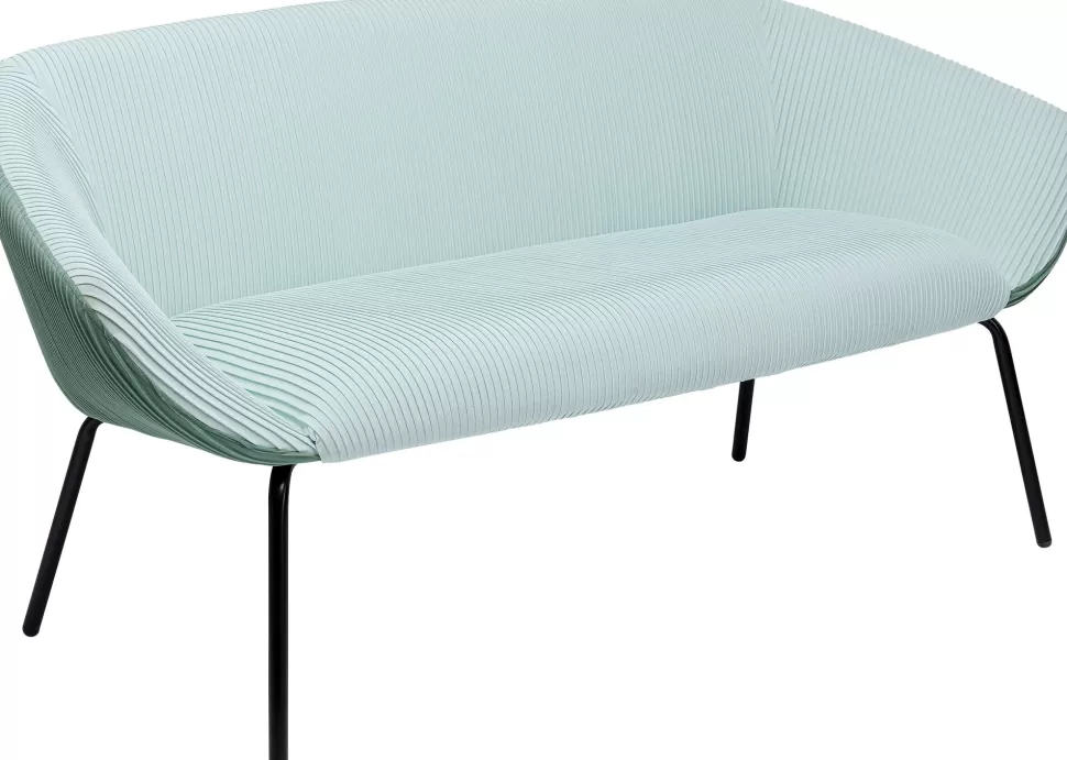 Sofy-KARE Design Sofa 2-osobowa Tapicerka Niebieska Nogi Czarne Stal 163 Cm