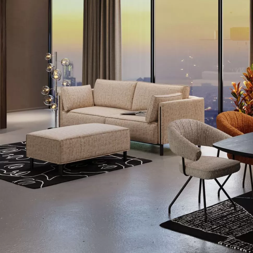 Sofy-KARE Design Sofa 3-os. Tapicerowana W Kolorze Szarym Nogi Stal Czarne 233 Cm