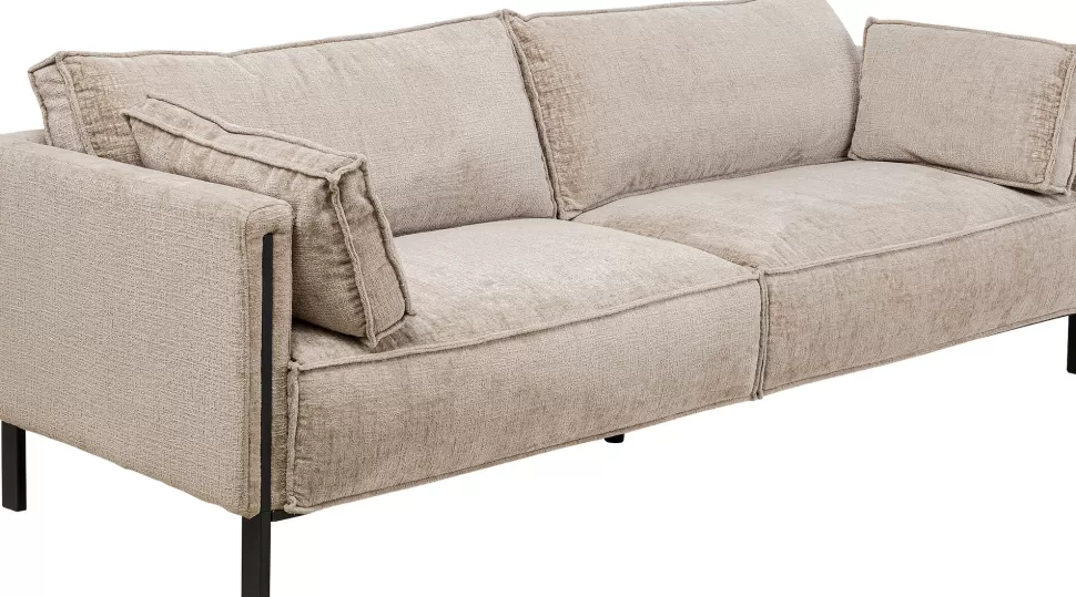 Sofy-KARE Design Sofa 3-os. Tapicerowana W Kolorze Szarym Nogi Stal Czarne 233 Cm
