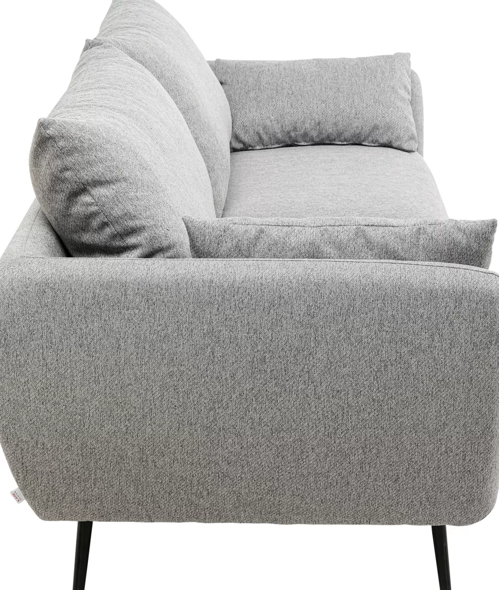 Sofy-KARE Design Sofa 3-osobowa 219 Cm Tapicerowana Szara Nogi Czarne
