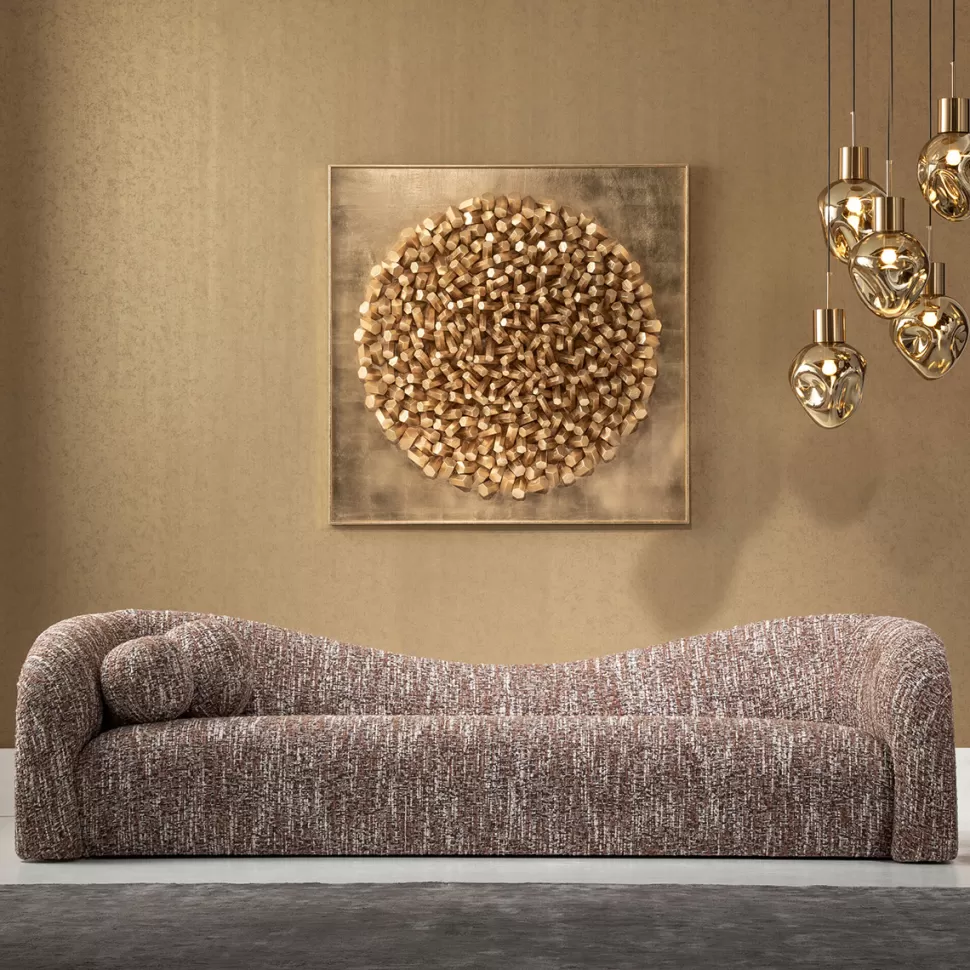 Sofy-KARE Design Sofa 3-osobowa Brązowa Tkanina Melanżowa 261 Cm Organiczne Kształy