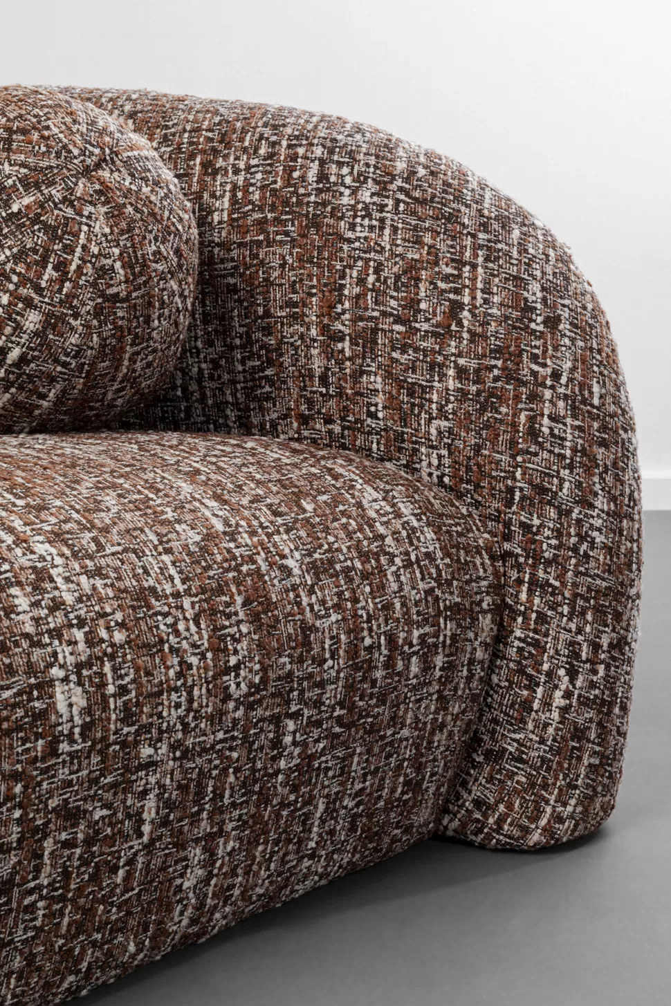 Sofy-KARE Design Sofa 3-osobowa Brązowa Tkanina Melanżowa 261 Cm Organiczne Kształy