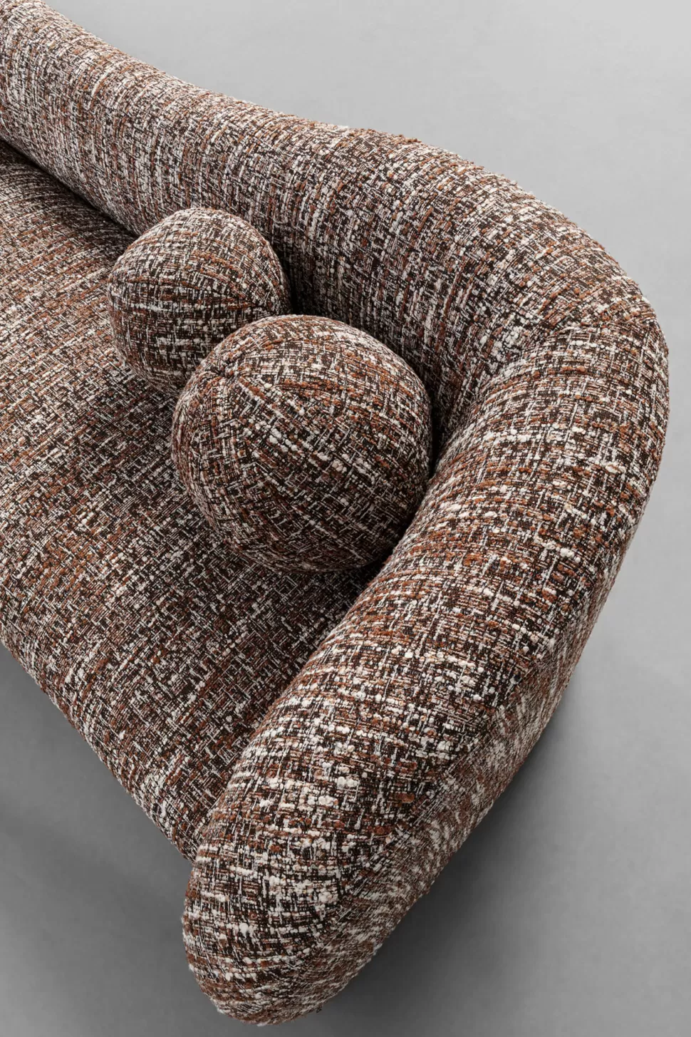 Sofy-KARE Design Sofa 3-osobowa Brązowa Tkanina Melanżowa 261 Cm Organiczne Kształy