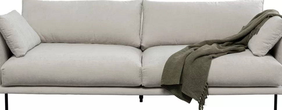 Sofy-KARE Design Sofa 3-osobowa Do Salonu Kremowa Z Czarnymi Stalowymi Nogami 245 Cm