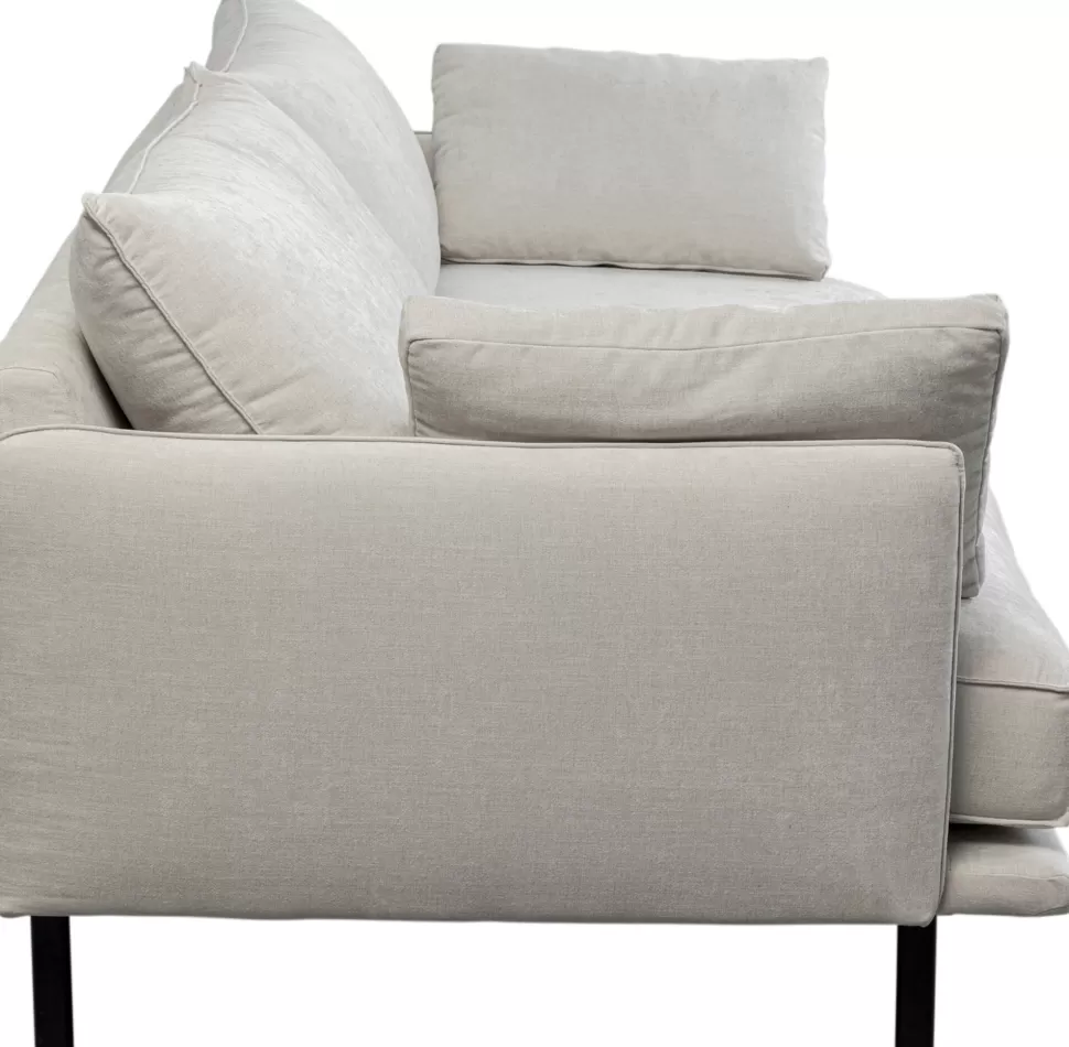 Sofy-KARE Design Sofa 3-osobowa Do Salonu Kremowa Z Czarnymi Stalowymi Nogami 245 Cm