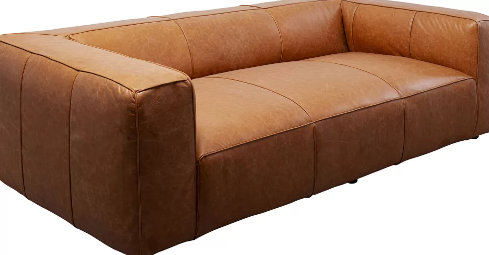 Sofy-KARE Design Sofa 3-osobowa Jasnobrązowa Ekskluzywna Skóra Semianilinowa 220 Cm