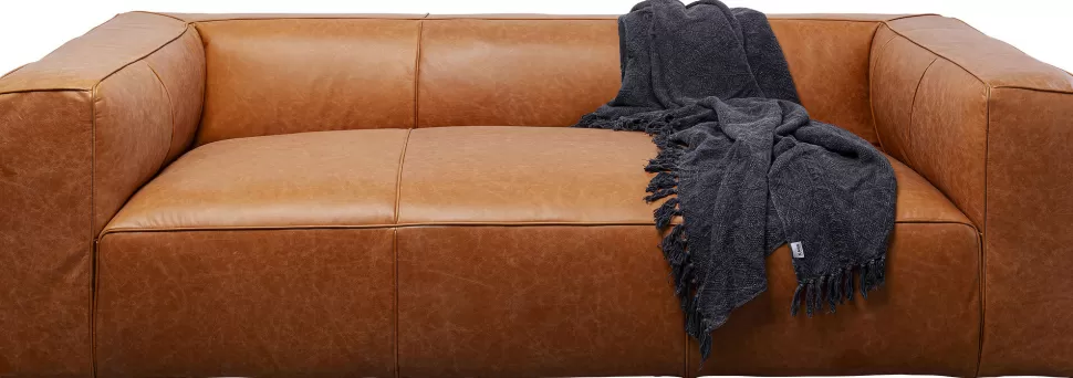 Sofy-KARE Design Sofa 3-osobowa Jasnobrązowa Ekskluzywna Skóra Semianilinowa 220 Cm