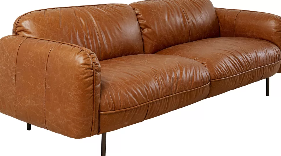 Sofy-KARE Design Sofa 3-osobowa Skóra Semianilinowa Brązowa 226 Cm