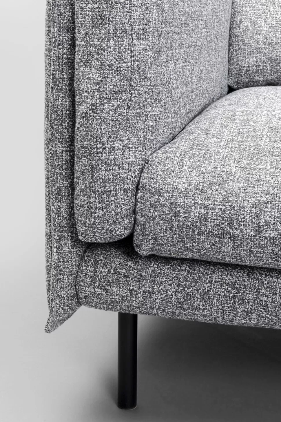 Sofy-KARE Design Sofa 3-osobowa W Kolorze Szarym Nogi Stalowe Czarne 230 Cm