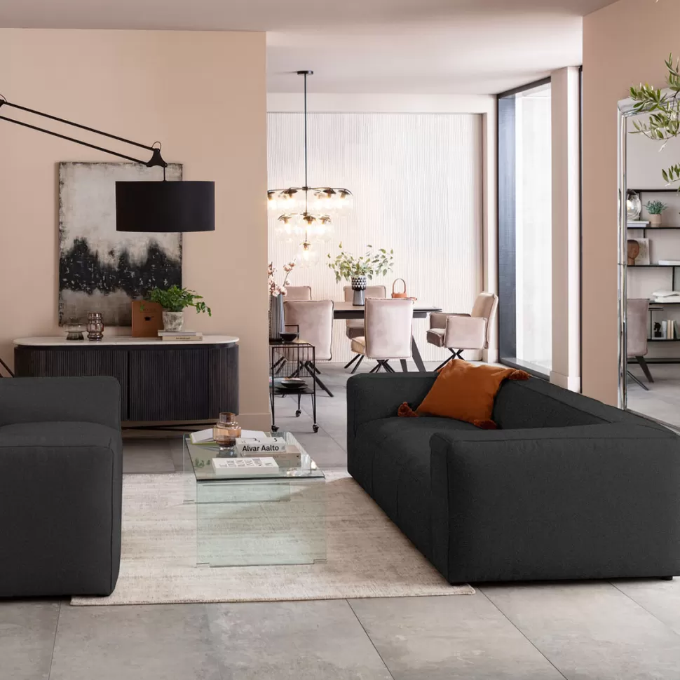 Sofy-KARE Design Sofa Cubetto Cord 3 Os. 220 Cm Ciemnoszara
