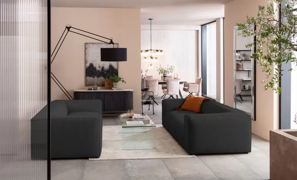 Sofy-KARE Design Sofa Cubetto Cord 3 Os. 220 Cm Ciemnoszara