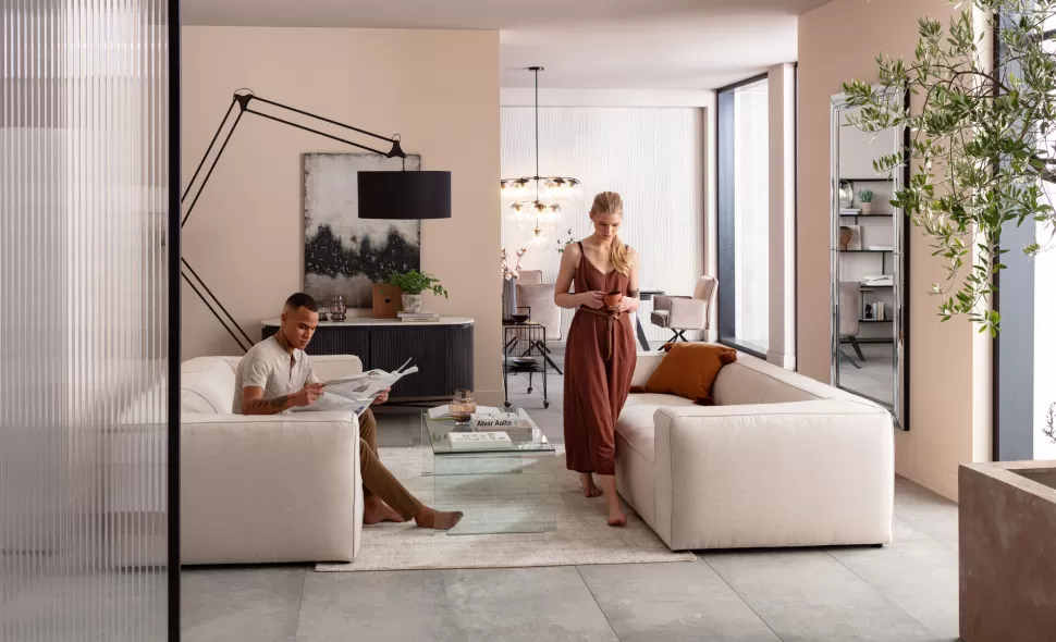 Sofy-KARE Design Sofa Cubetto Cord 3 Os. 220 Cm Kremowa