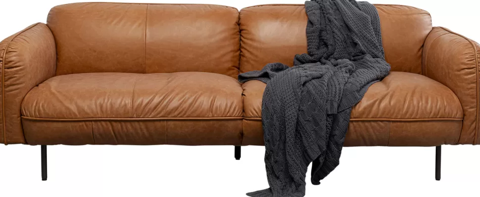 Sofy-KARE Design Sofa Ekskluzywna 2-osobowa Skórzana Jasnobrązowa 228 Cm