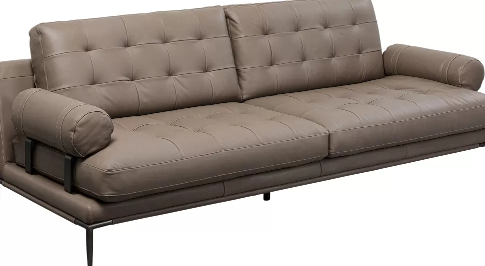 Sofy-KARE Design Sofa Ekskluzywna 2-osobowa Skórzana Pikowana Szara 225 Cm