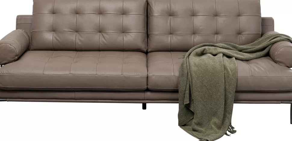 Sofy-KARE Design Sofa Ekskluzywna 2-osobowa Skórzana Pikowana Szara 225 Cm