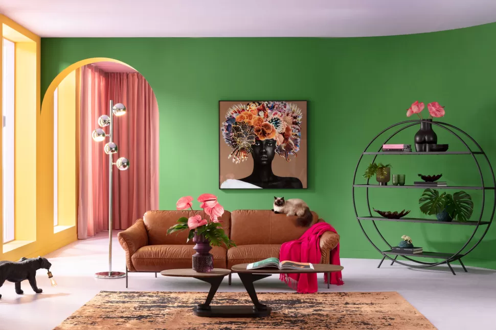 Sofy-KARE Design Sofa Ekskluzywna 3-osobowa Brązowa Skóra Semianilinowa Nogi Czarne 226 Cm
