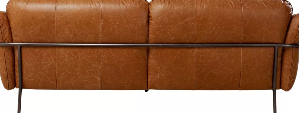 Sofy-KARE Design Sofa Ekskluzywna 3-osobowa Brązowa Skóra Semianilinowa Nogi Czarne 226 Cm