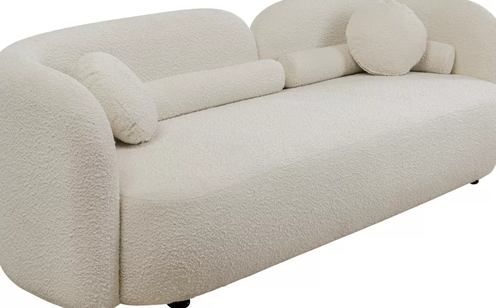Sofy-KARE Design Sofa Kremowa 3-osobowa Tkanina Boucle 225 Cm