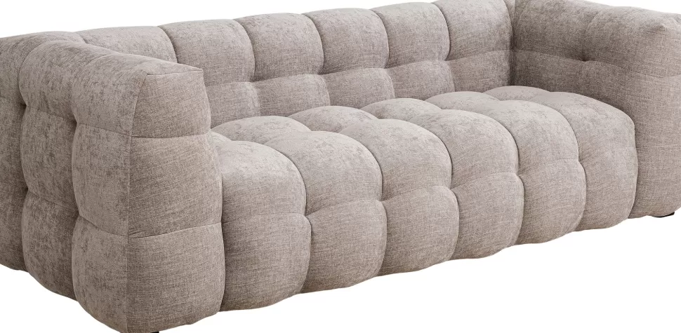 Sofy-KARE Design Sofa Pikowana 3-osobowa Jasnobrązowa 240 Cm