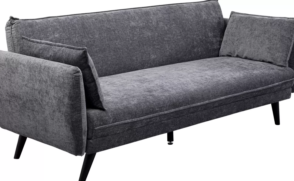 Sofy-KARE Design Sofa Rozkładana Do Salonu Szara Nogi Czarne Drewniane 216 Cm