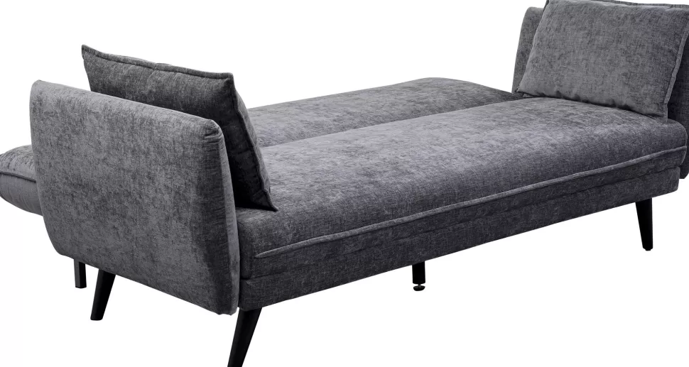 Sofy-KARE Design Sofa Rozkładana Do Salonu Szara Nogi Czarne Drewniane 216 Cm