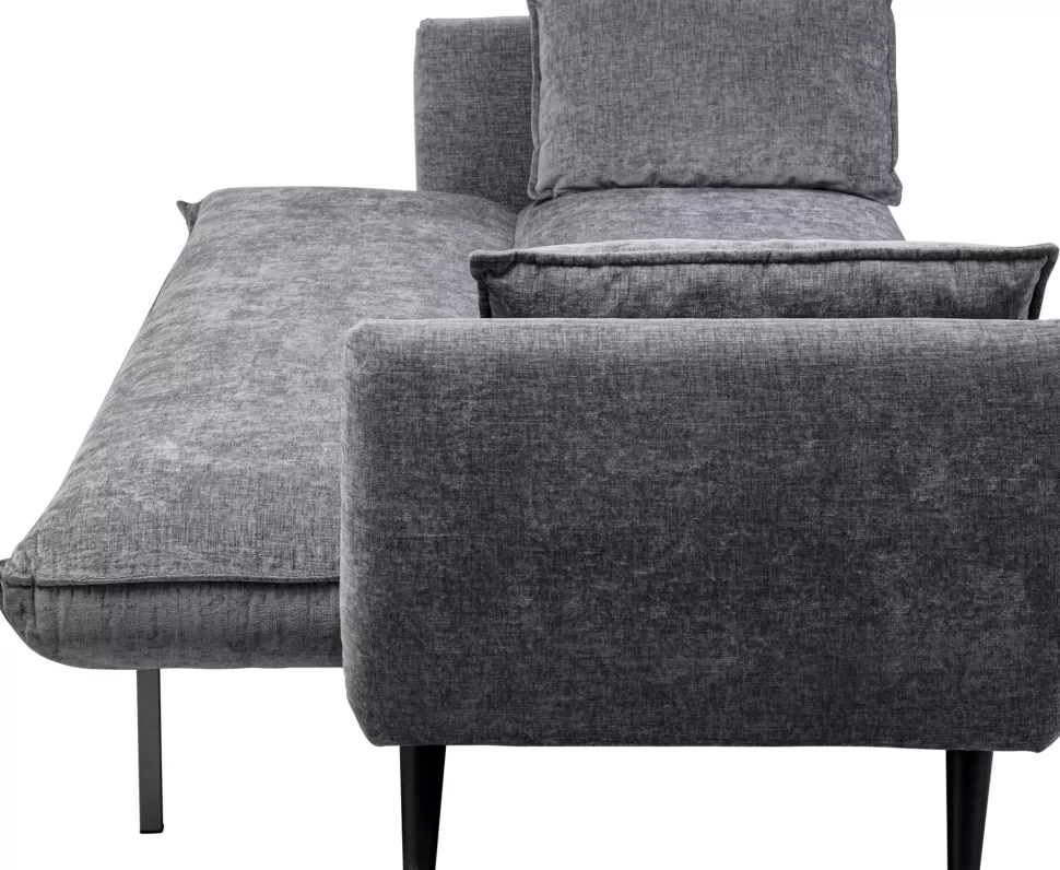 Sofy-KARE Design Sofa Rozkładana Do Salonu Szara Nogi Czarne Drewniane 216 Cm