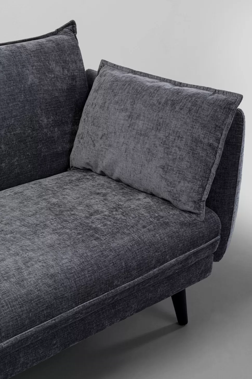 Sofy-KARE Design Sofa Rozkładana Do Salonu Szara Nogi Czarne Drewniane 216 Cm