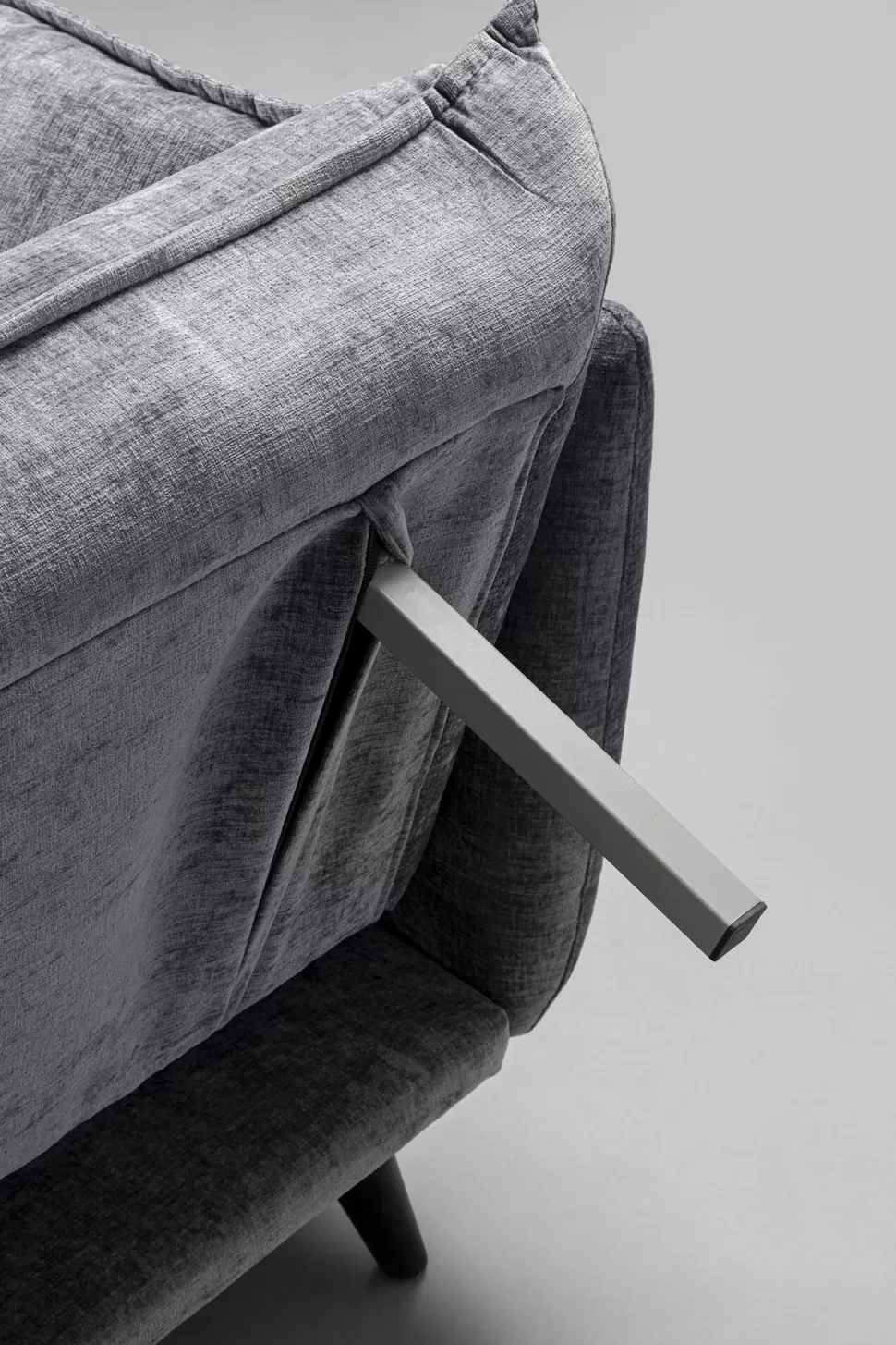 Sofy-KARE Design Sofa Rozkładana Do Salonu Szara Nogi Czarne Drewniane 216 Cm