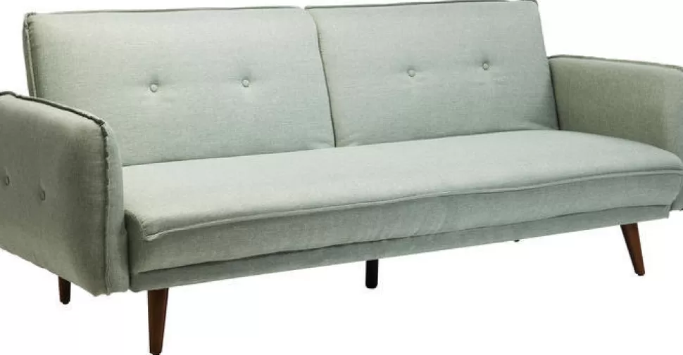 Sofy-KARE Design Sofa Rozkładana Z Podłokietnikami 222x86 Cm Jasnozielona Na Brązowych Nóżkach