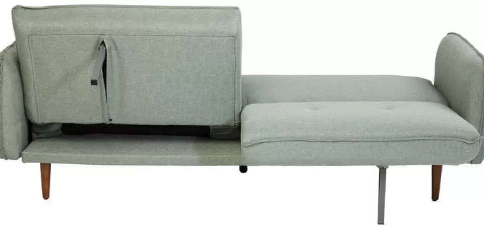 Sofy-KARE Design Sofa Rozkładana Z Podłokietnikami 222x86 Cm Jasnozielona Na Brązowych Nóżkach