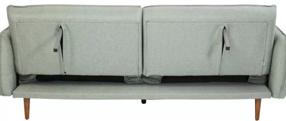 Sofy-KARE Design Sofa Rozkładana Z Podłokietnikami 222x86 Cm Jasnozielona Na Brązowych Nóżkach