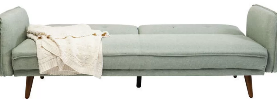 Sofy-KARE Design Sofa Rozkładana Z Podłokietnikami 222x86 Cm Jasnozielona Na Brązowych Nóżkach