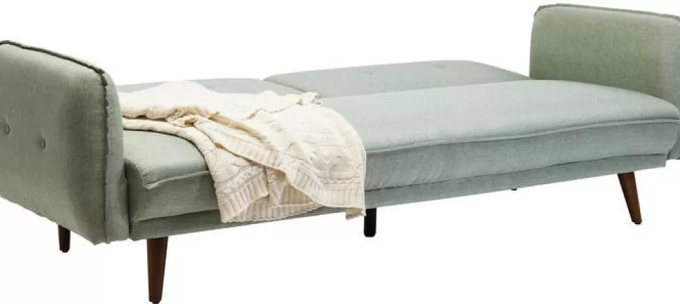 Sofy-KARE Design Sofa Rozkładana Z Podłokietnikami 222x86 Cm Jasnozielona Na Brązowych Nóżkach