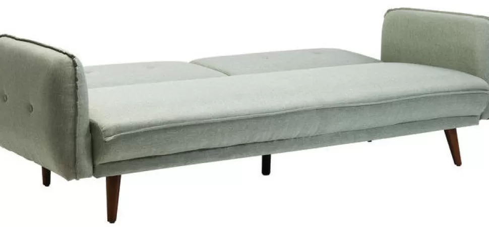 Sofy-KARE Design Sofa Rozkładana Z Podłokietnikami 222x86 Cm Jasnozielona Na Brązowych Nóżkach