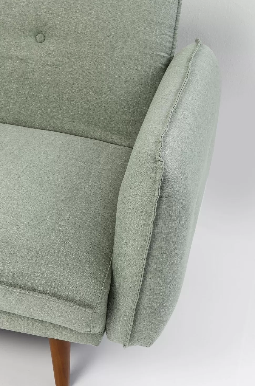 Sofy-KARE Design Sofa Rozkładana Z Podłokietnikami 222x86 Cm Jasnozielona Na Brązowych Nóżkach