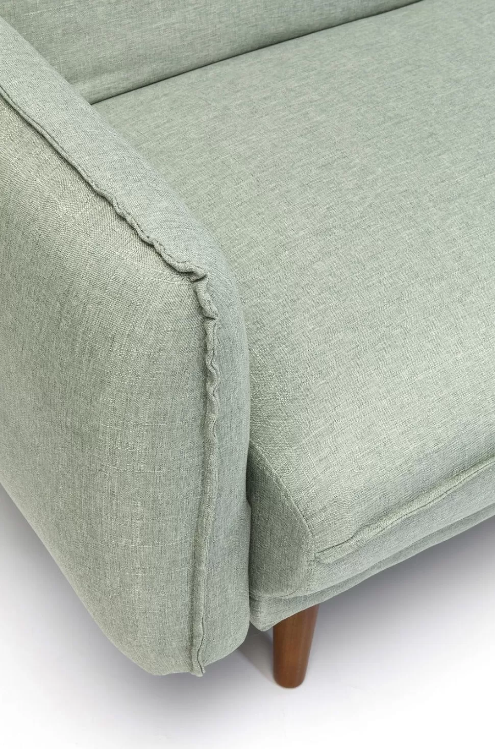Sofy-KARE Design Sofa Rozkładana Z Podłokietnikami 222x86 Cm Jasnozielona Na Brązowych Nóżkach