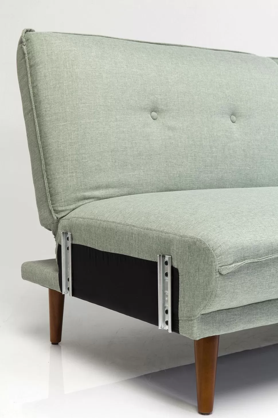 Sofy-KARE Design Sofa Rozkładana Z Podłokietnikami 222x86 Cm Jasnozielona Na Brązowych Nóżkach